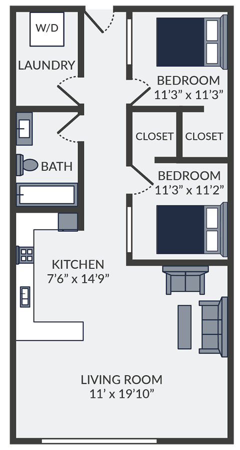 a floor plan of a small house with a kitchen and a living room